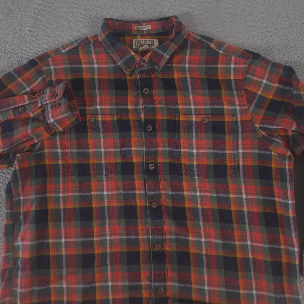 Duluth‎ Trading Co Shirt Mens 2XL Multicolor Relaxed Fit Flannel Cotton Untucked